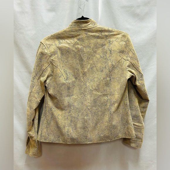 Suede Snakeskin Printed Fitted Zip Up Jacket S - Picture 3 of 10